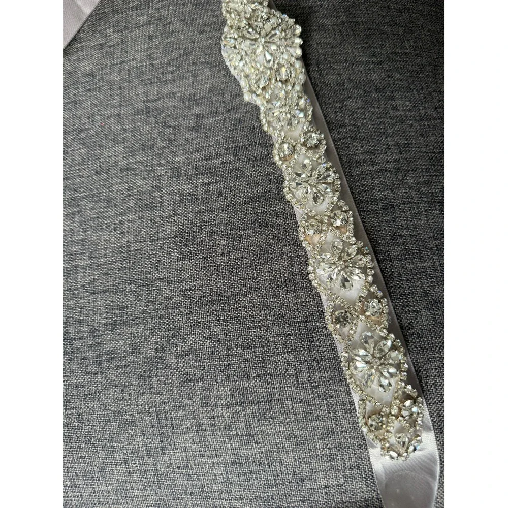 Sparkling Rhinestone Bridal Wedding Dress Belt Silver Crystal‎ Embellished Sash